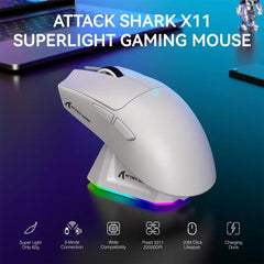 Attack Shark X11 Wireless Mouse with Dock (White)