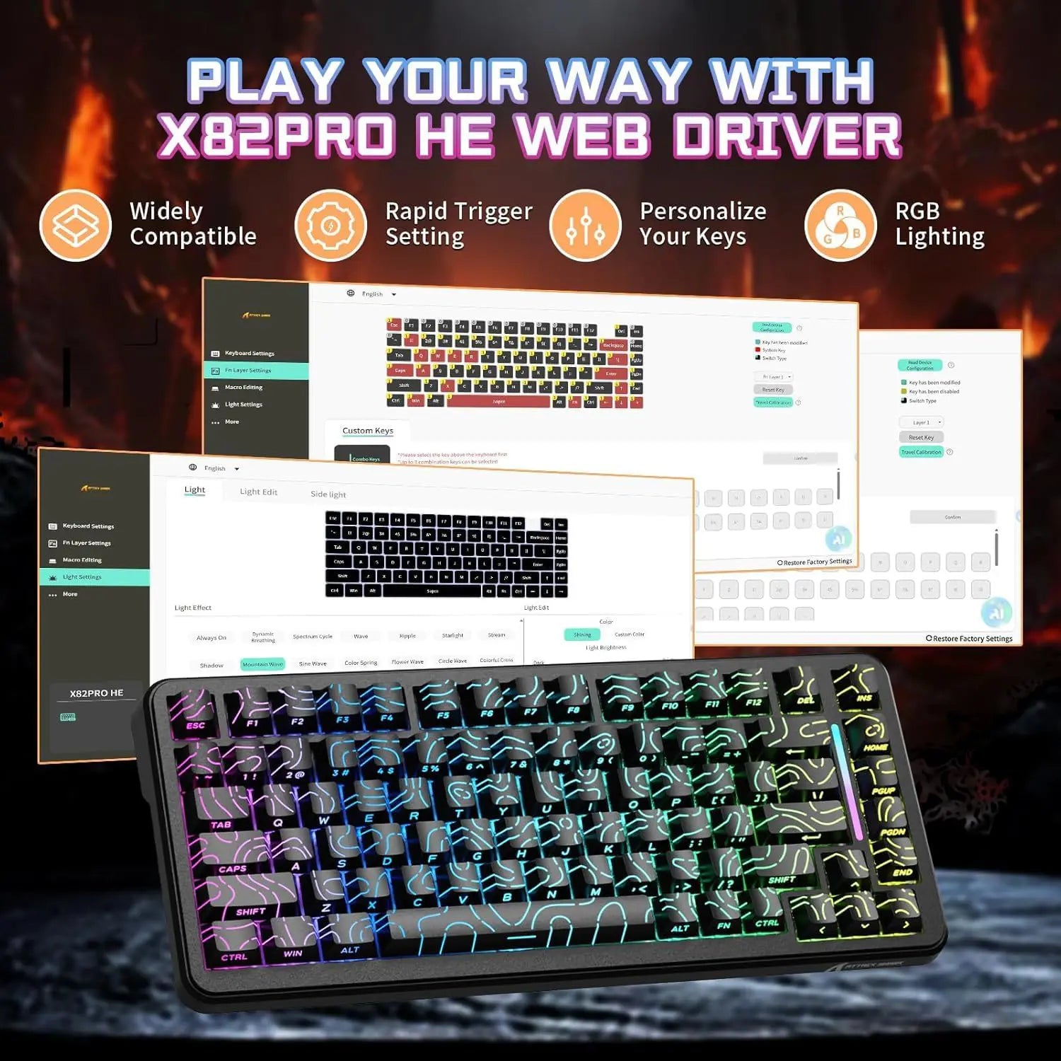 Attack Shark X82 Pro HE Keyboard (Black Contour)