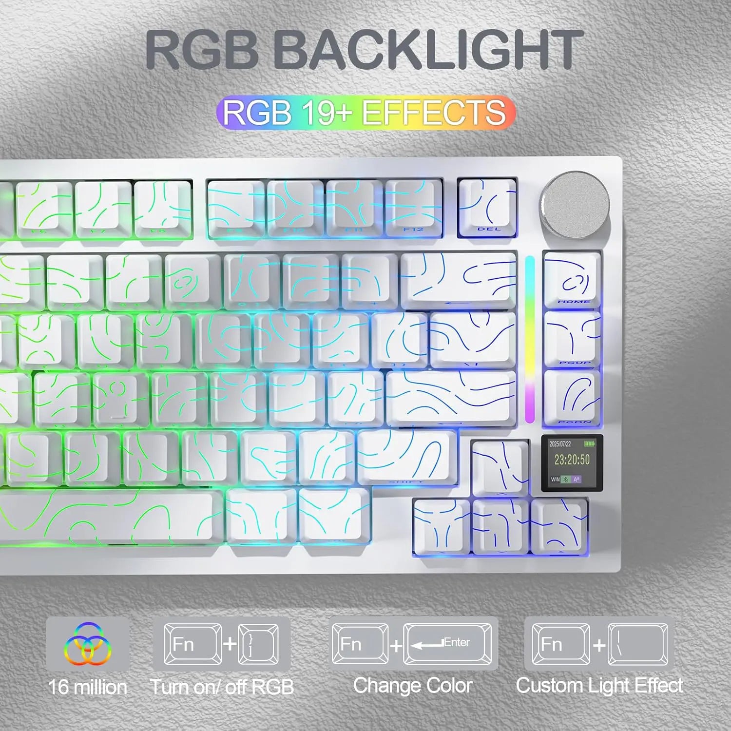 Attack Shark X820 Ultra Display Keyboard (White Contours)