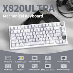 Attack Shark X820 Ultra Display Keyboard (White Contours)