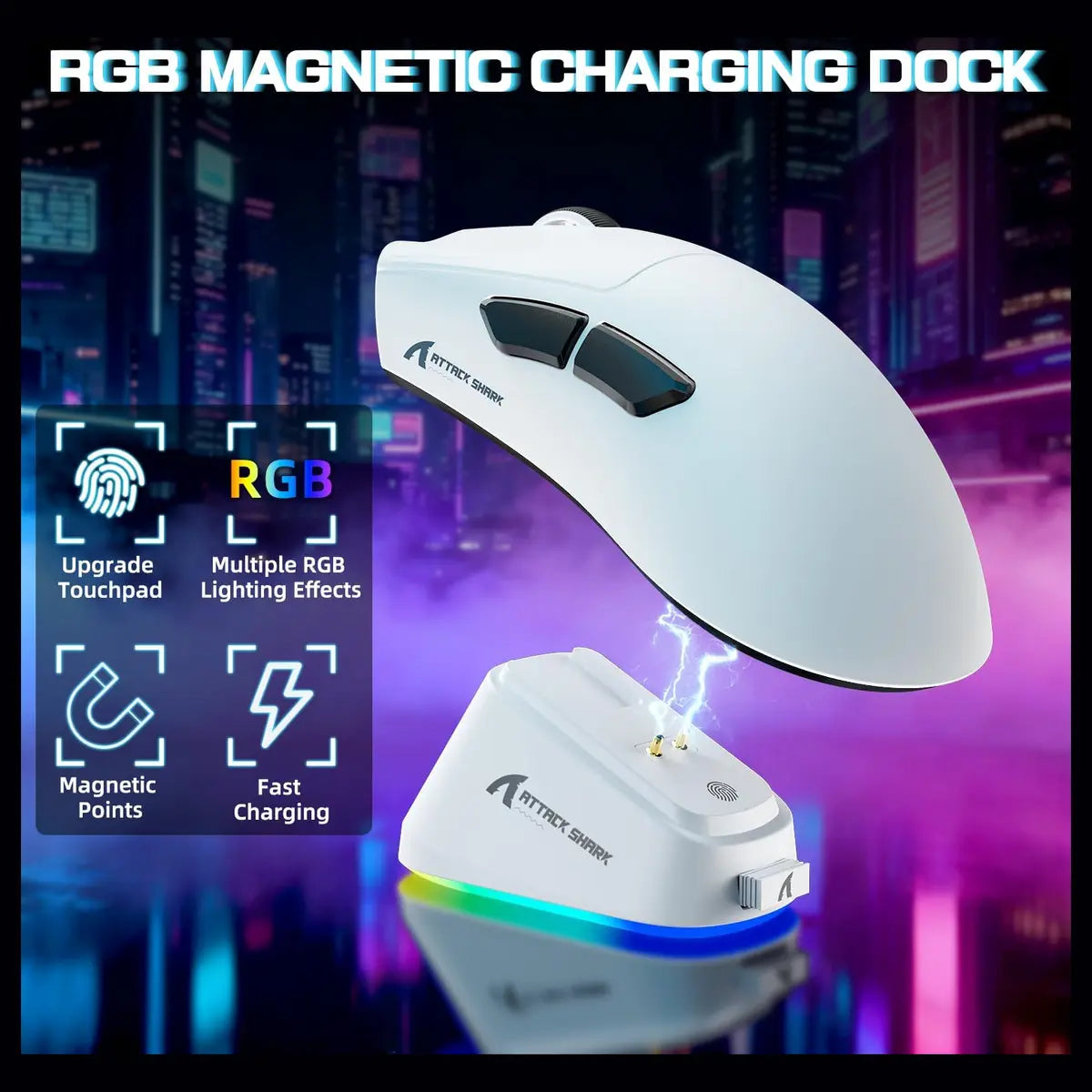 ATTACK SHARK V3 PRO Wireless Esports Gaming Mouse, 25K DPI, 1000Hz, 62g, White