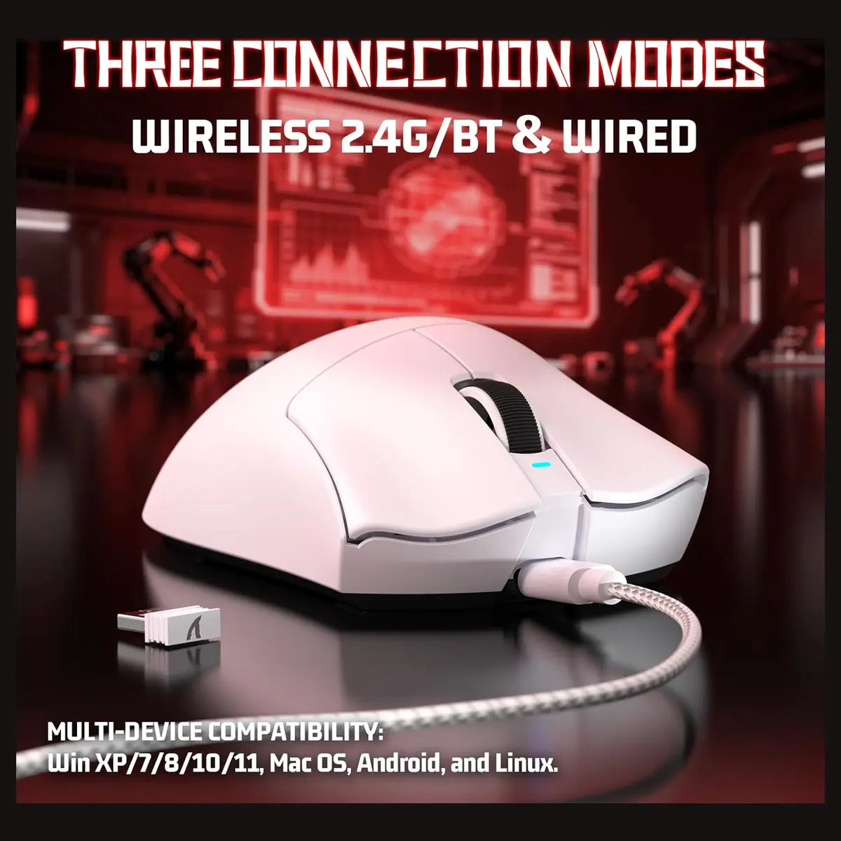 ATTACK SHARK V3 Ultra-Light Wireless Gaming Mouse, 25000 DPI, 62g, White